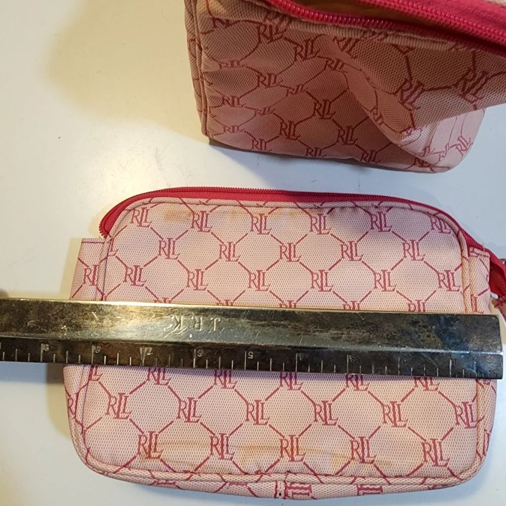 Lauren Ralph Lauren Pink RL Monogram Cosmetic Bags Set